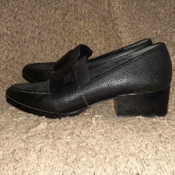 3.1 PHILLIP LIM -Black Leather/Oiled Suede-Slip-On Loafers-Sz 37.5-Excellent - Picture 2 of 7